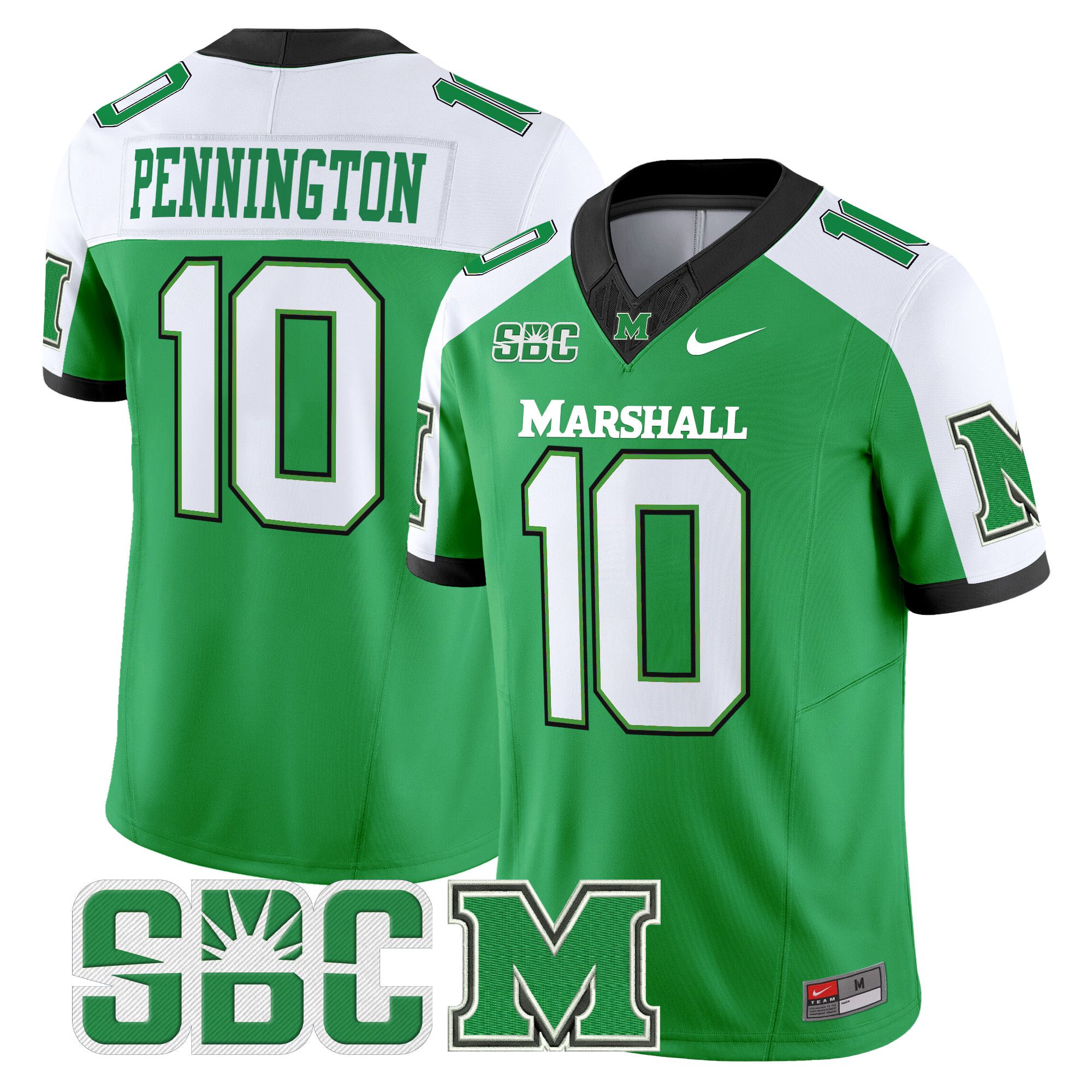Men Marshall Thundering Herd #10 Pennington Green Nike 2024 Vapor Limited NCAA Jersey